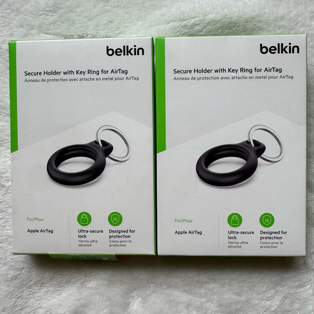 Belkin Black Secure Holder with Keyring for AirTag Set of Two